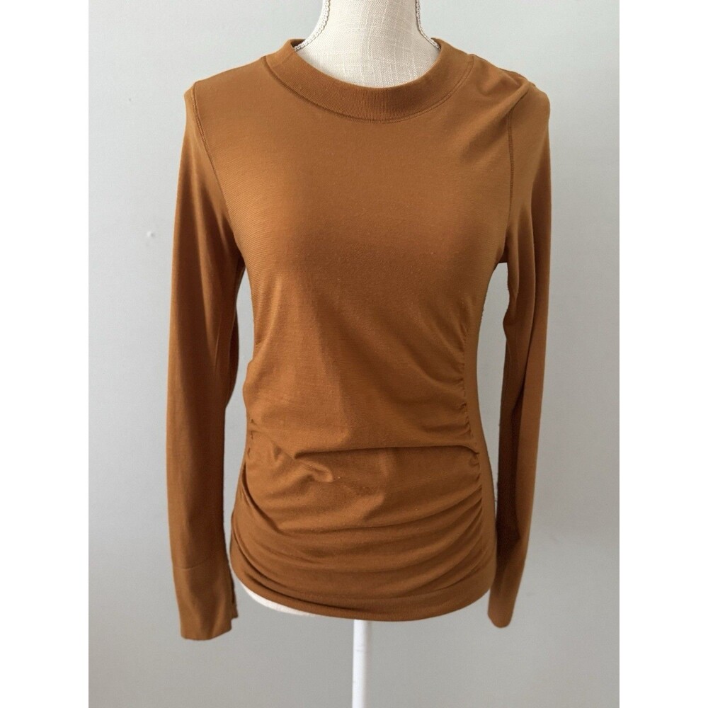Athleta Brown Long Sleeve Foresthill Ascent Top Wool Blend Size M Base Layer